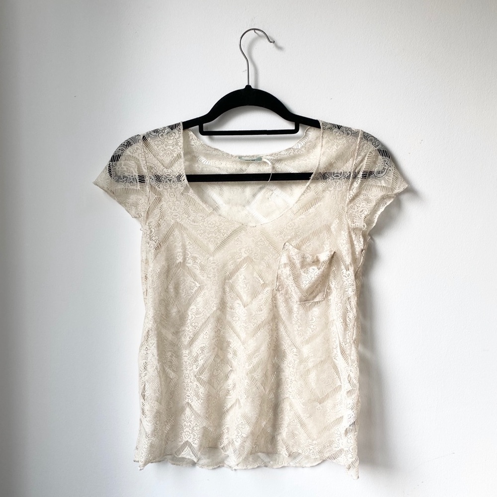 2/$12 Kimchi Blue lace scoop neck tee